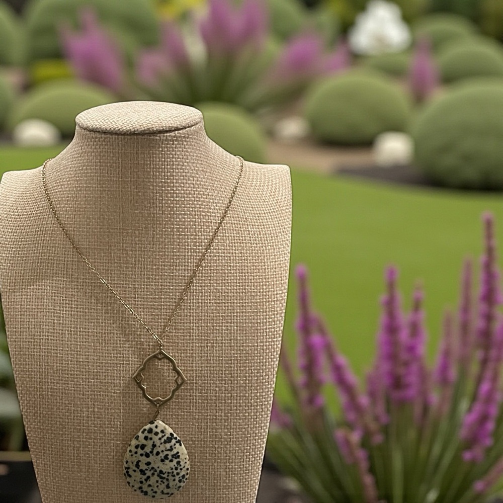 Elegant Dalmatian Stone Pendant Necklace